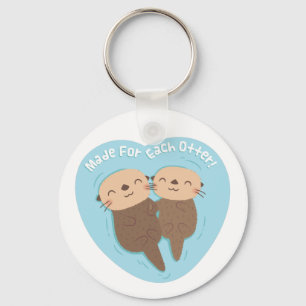 Süß füreinander geschaffenes Otter-Paar Schlüsselanhänger