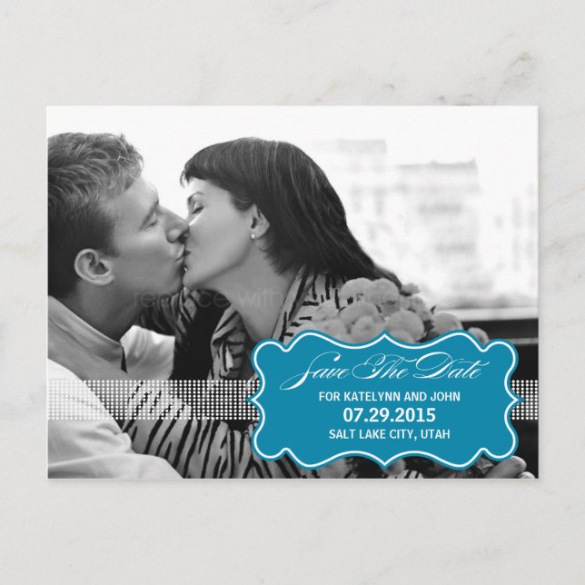 Süß gesiegelte Save the Date Postkarte - Türkis (Vorderseite)