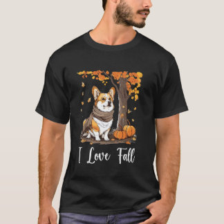Süß ich liebe Herbst-Kürbis-Halloween-Corgi-Hundem T-Shirt