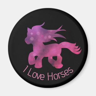 Süß Ich liebe Pferde Süß Glamour Rosa Pferd Magnet