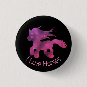 Süß ich liebe Pferde süße glamouröse rosa Pferde Button