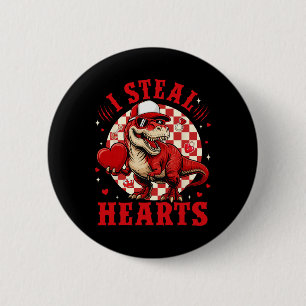 Süß, ich stehle Herzen Valentinsjungen Dinosaurier Button