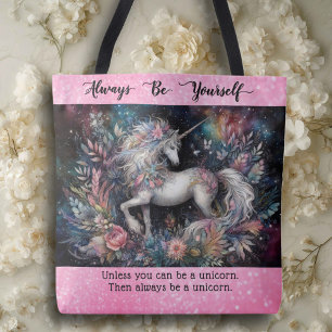 Süß Immer ein Einhorn Floral Rosa Glitter Tasche