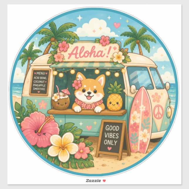 süß kawaii hawaii  aufkleber (Blatt)