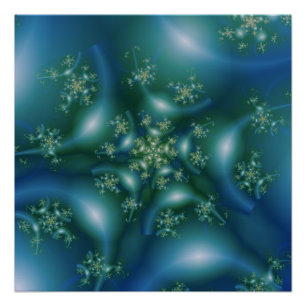 süß   Kunst des blauen und grünen Fraktals Poster