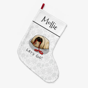 Süß Lass uns gehen! Pekingese-Hund spazieren führe Großer Weihnachtsstrumpf