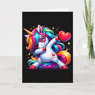 Süß Lustig Cool Einhorn Dabbing Herz Valentinstag Karte