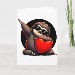 Süß Lustig Cooler Faultier Dabbing Herz Valentinst Karte