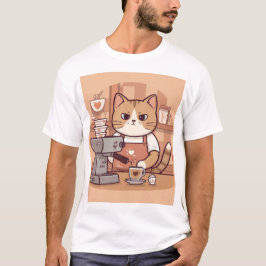 Süß Lustig Gemütlich Barista-Katze & Kaffee T-Shir T-Shirt