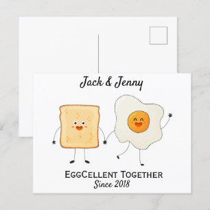 Süß Lustig Glücklich Toast Eggzellent Zusammen Postkarte