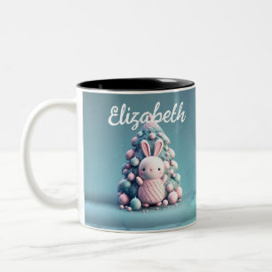 Süß, lustig, Hase, Kawaii-Stil Zweifarbige Tasse