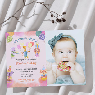 Süß Lustig Kinder Foto Geburtstag Einladung