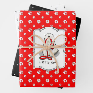 Süß Lustig Los geht's! Spaziergang Komondor Hund m Geschenkpapier Set