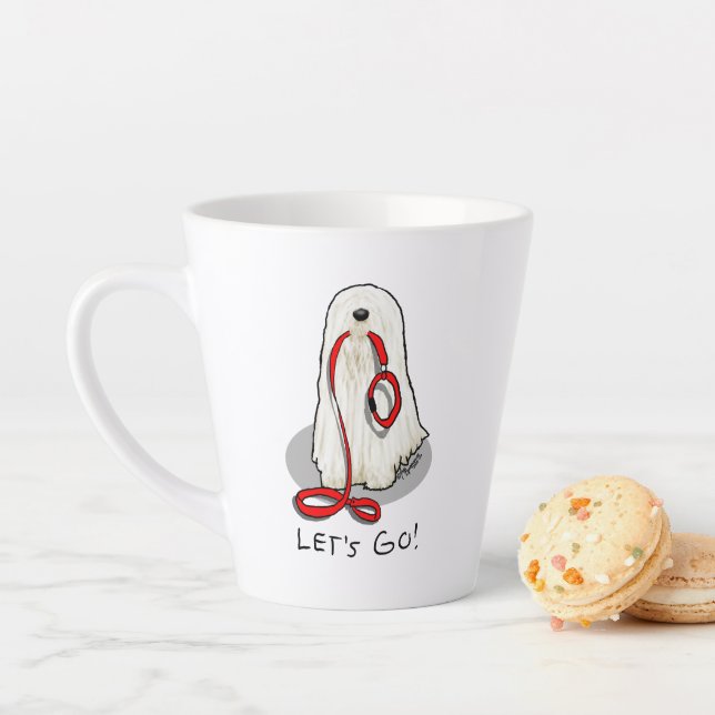 Süß Lustig Los geht's! Spaziergang Komondor Hund m Milchtasse (Beispiel)