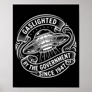 Süß Lustiger Ufo-Alien Gaslighted Regierung Poster