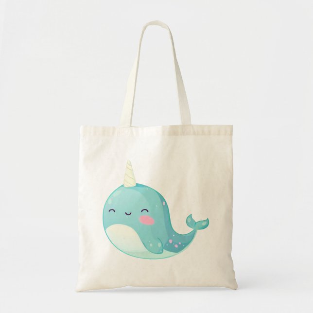 Süß, niedlich, lustig, Narwhal, Einhorn Tragetasche (Vorne)