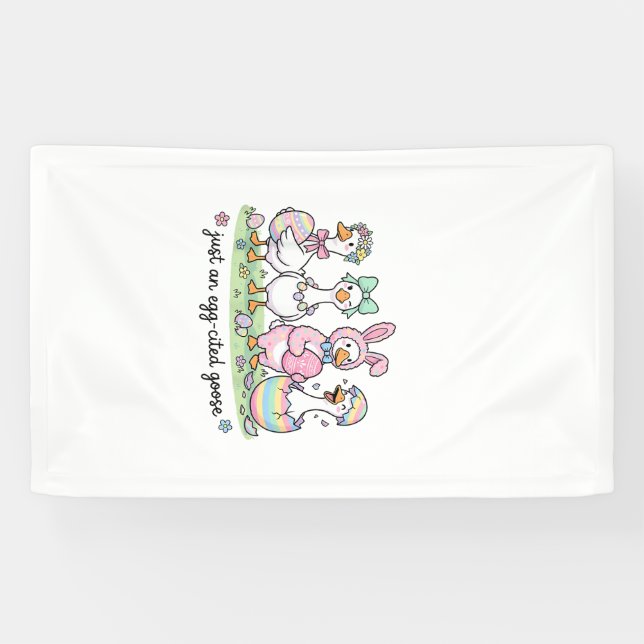 Süß, nur eine aufgeregte Gans Ostertag Mädchen Fra Banner (Horizontal)