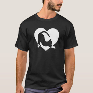 Süß Retro, der Katzen liebt Schwarze Katze  Weißes T-Shirt