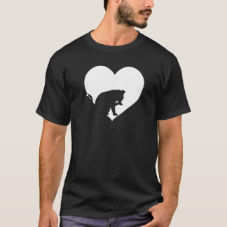 Süß Retro, der Katzen liebt Schwarze Katze  Weißes T-Shirt