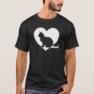 Süß Retro, die Katzen liebt Schwarze Katze  Weiße  T-Shirt