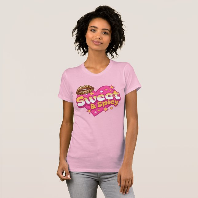 Süß & Scharf Leopard Lips Retro Herz T-Shirt (Vorne ganz)