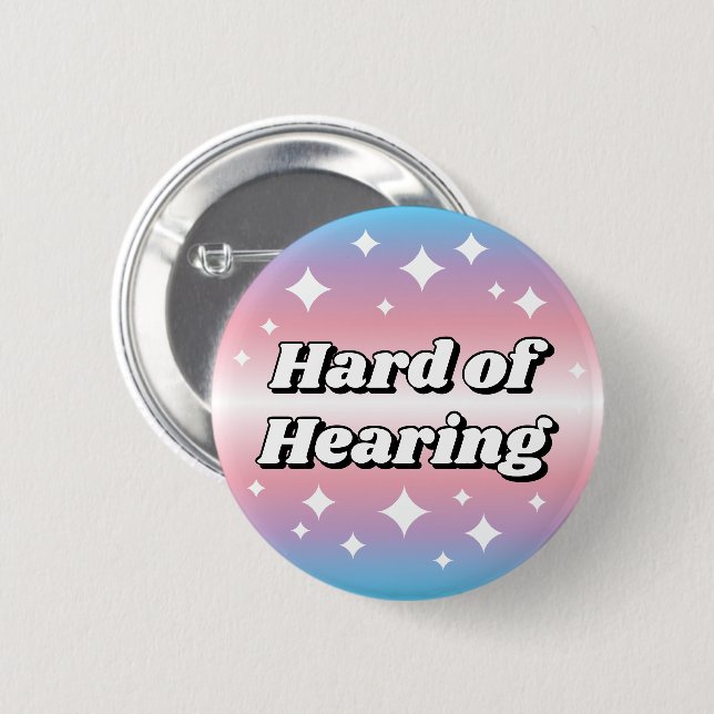 Süß Transgender-Flaggen-Verlauf Schwerhörig Button (Vorne & Hinten)