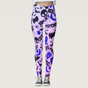 Süß und lustig lila, blau und schwarzes Halloween Leggings
