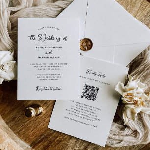Süß und Whimsical QR-Code und RSVP-Hochzeit Einladung
