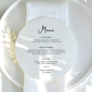 Süß und Whimsical Schwarze und Weiße Hochzeit Menükarte