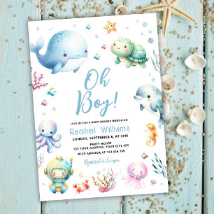 Süß unter dem Meer Oh Junge Baby Shower Einladung