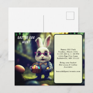 Süß verkleideter Hase mit Korb Ostereierjagd Postkarte
