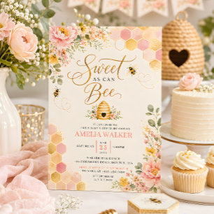 Süß wie eine Biene Blumen-Honigbiene Baby Shower Einladung