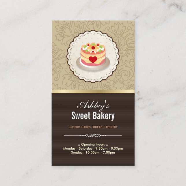 Süßbäckerei Boutique - Kuchen Pudding Jelly Kondit Visitenkarte (Vorderseite)