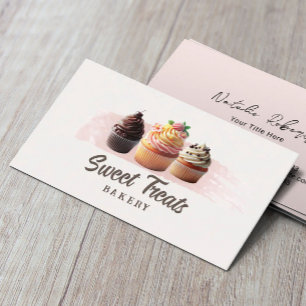 Süßbäckerei Niedlich Cupcakes Rosa Visitenkarte