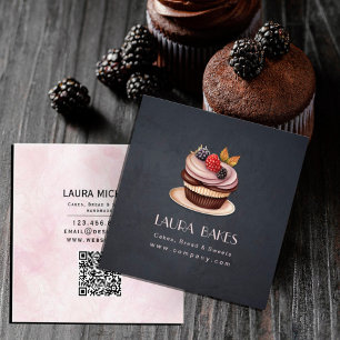 Süßbäckerei Obst Cupcakes Patisserie Quadratische Visitenkarte