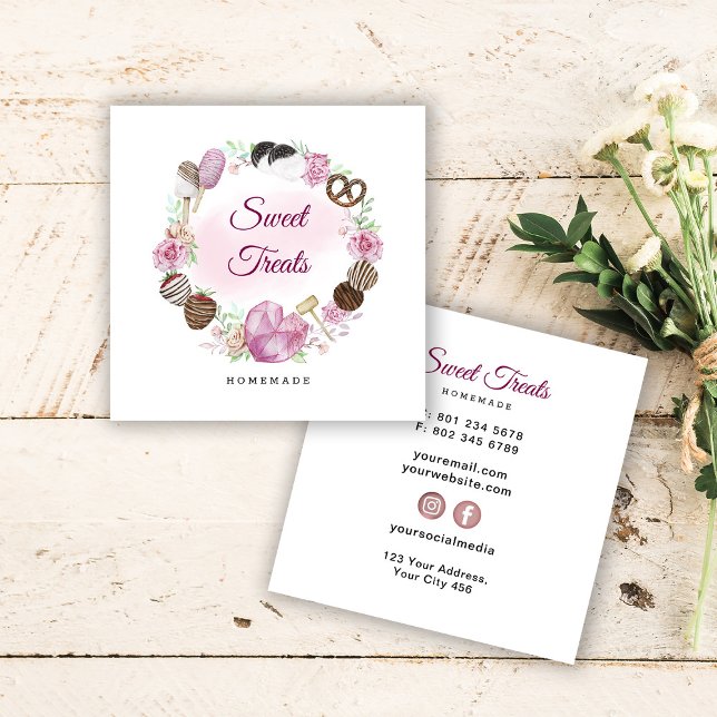 Süßbäckerei Quadratische Visitenkarte (Von Creator hochgeladen)