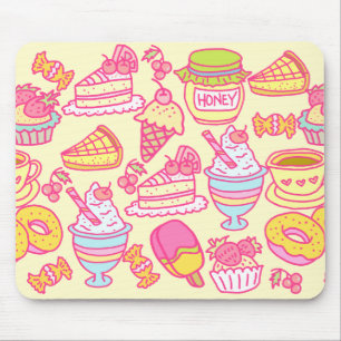 Süßbäckerei und Getränke gelb Mousepad