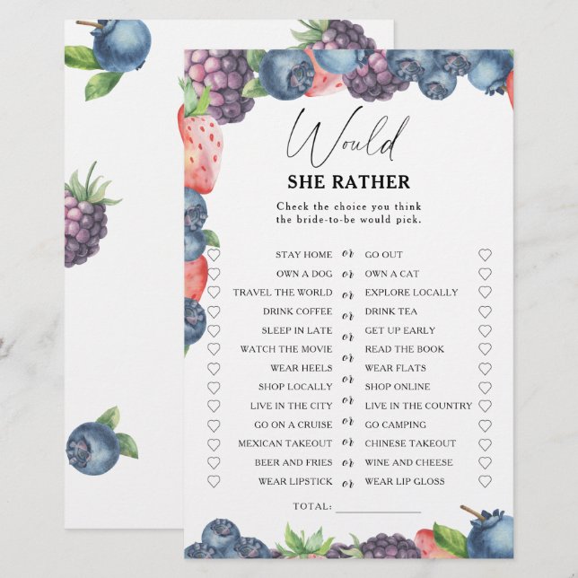 Süßbeere - Hätte sie lieber Brautparty (Vorne/Hinten)