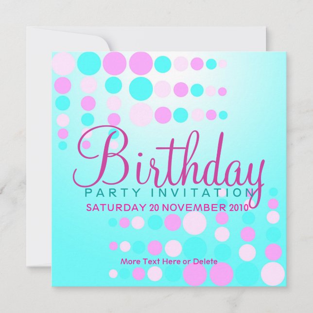 Süßbläschen Party / Einladung zum Geburtstag (Vorderseite)