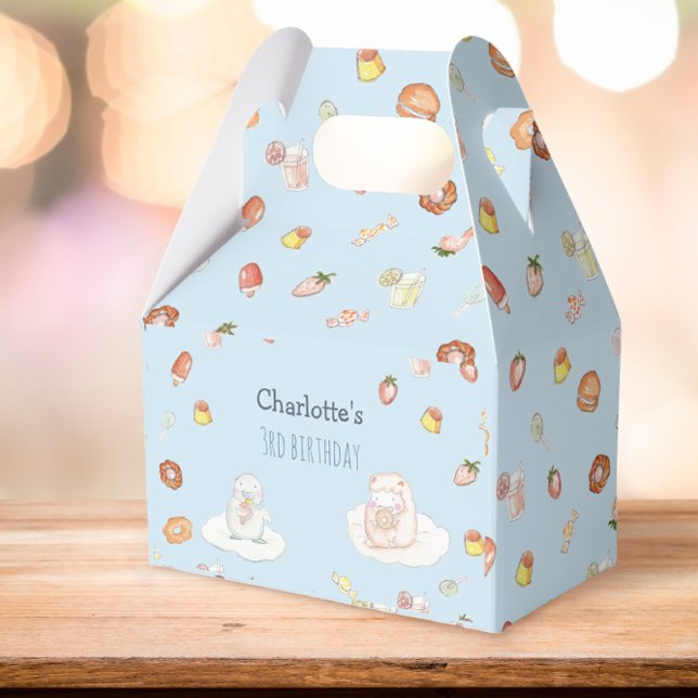 Süßblaue Aquarelldesserts Kindergeburtstag Geschenkschachtel (Von Creator hochgeladen)