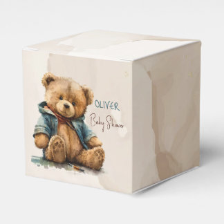 Süßbraune Aquarellteddytasche Baby Dusche Geschenkschachtel
