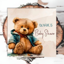 Süßbraune Aquarellteddytasche Baby Dusche