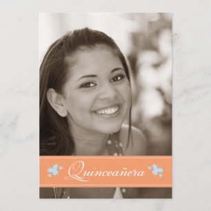 Süßbutterfliegen Quinceanera Invitation (Korallen) Einladung
