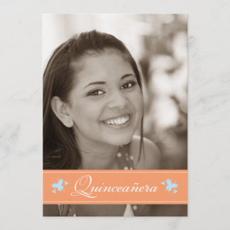 Süßbutterfliegen Quinceanera Invitation (Korallen) Einladung