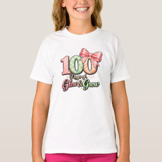 Süße 100 Tage Schule Glow and Grow Schleife Floral T-Shirt