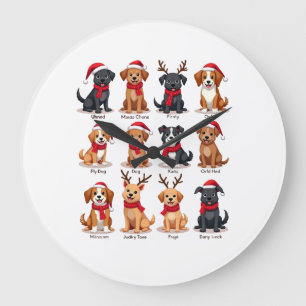 Süße 12 Hunde Xmas Lustige Hunde Liebhaber Weihnac Große Wanduhr
