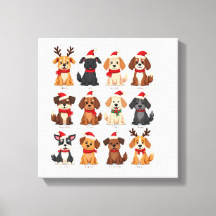 Süße 12 Hunde Xmas Lustige Hunde Liebhaber Weihnac Leinwanddruck