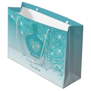Süße 16 Azur Duft Türkis Blau Glitter Große Geschenktüte