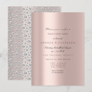 Süße 16. Brautrose Pastellrosa Rose Diamant Einladung