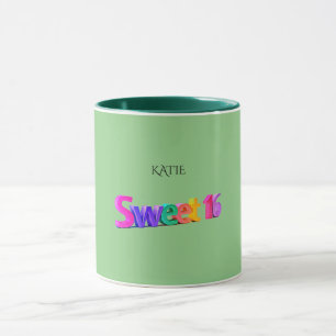 Süße 16 Combo Tasse/individuelle Name in Salbei/Gr Tasse
